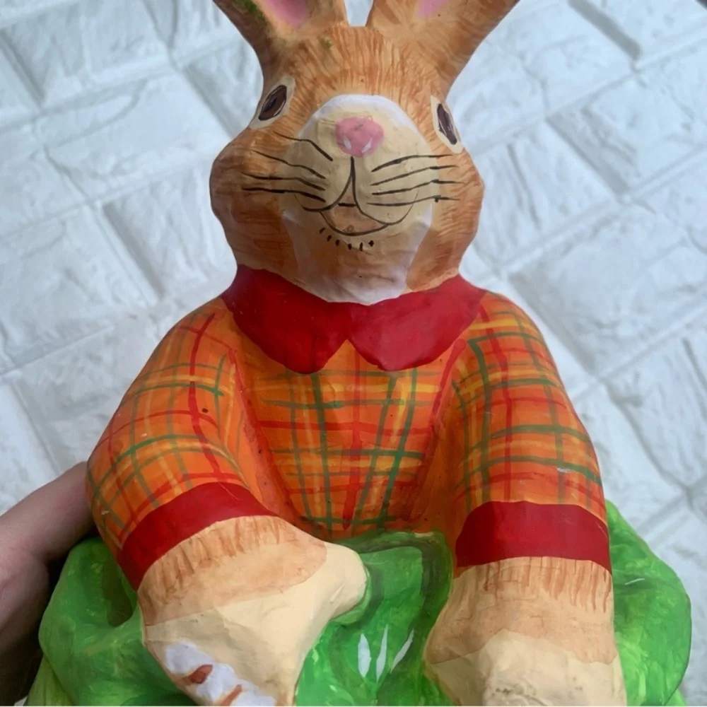 Vintage Paper Mache Bunny Rabbit In Cabbage Decor Department 56